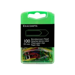Exacompta - 100 Trombones attaches-lettres - 25 mm - couleurs assorties