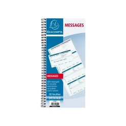 Exacompta - Carnet spiralé 29,7x14,8cm - Messages téléphones (4 à la page) - 50 feuilles dupli autocopiantes