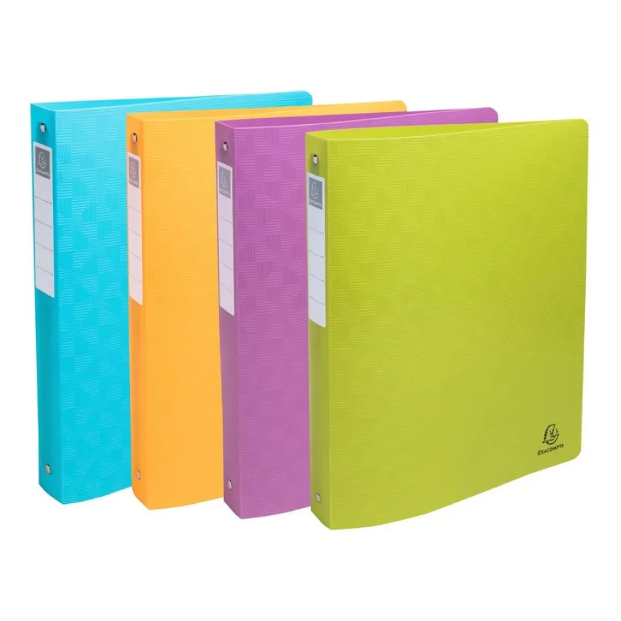 Exacompta - Classeur 4 Anneaux 30mm - Polypropylène Recyclé Pop'N Co - Couleurs Assorties