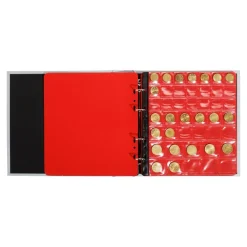Exacompta - Classeur numismatique + 5 feuilles plastique - 24,5x25 cm - gris metallisé