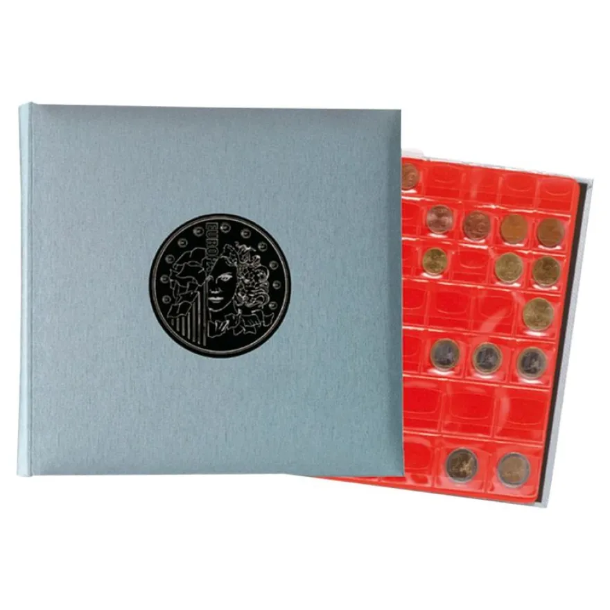 Exacompta - Classeur numismatique + 5 feuilles plastique - 24,5x25 cm - gris metallisé
