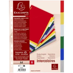 Exacompta - Intercalaires 6 positions - A4 - polypropylène coloré