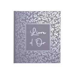Exacompta - Livre d'or 140 pages tranche argent 21x19 Autentik bleu gris