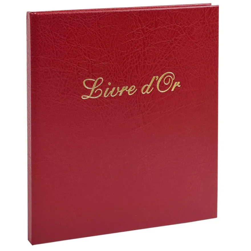 Exacompta - Livre d'or Balacron avec titre 140 pages blanches - 21x19 cm vertical