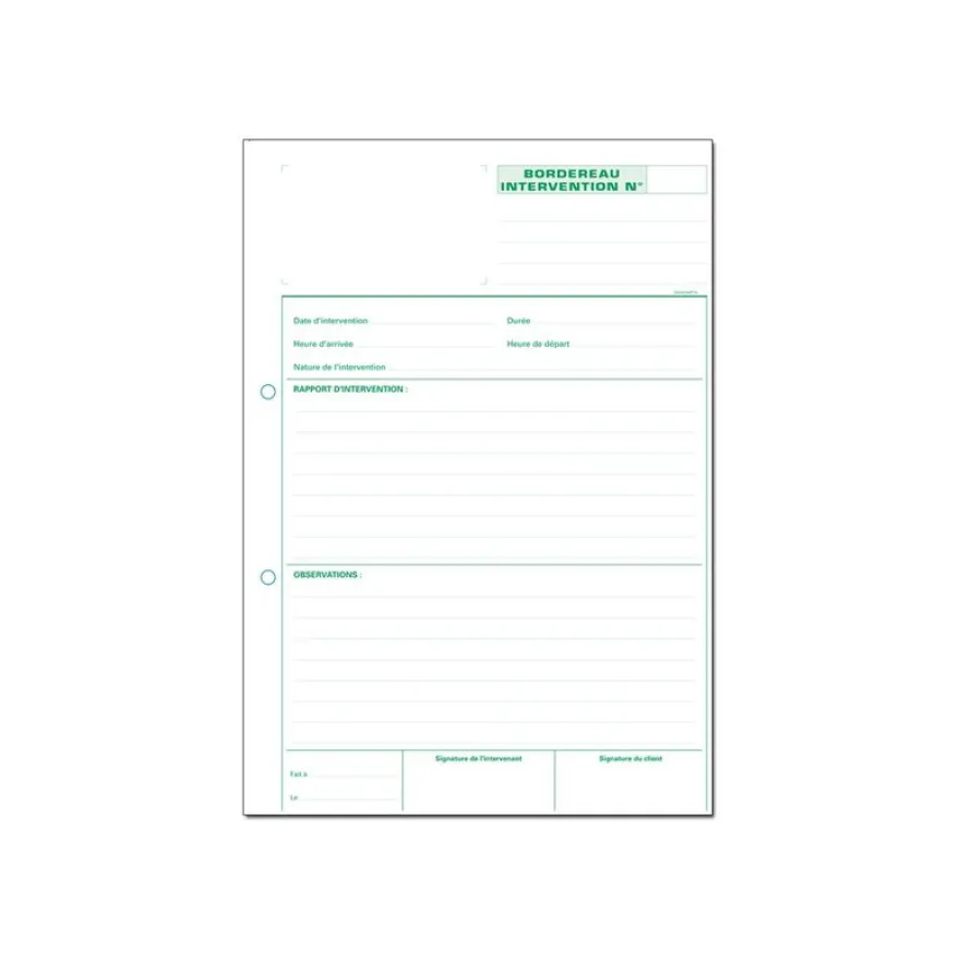 Exacompta - Manifold Bordereau d'intervention - 50 dupli - A4