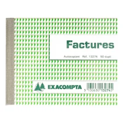 Exacompta - Manifold Carnet de factures - 50 dupli - 10,5 x 13,5 cm