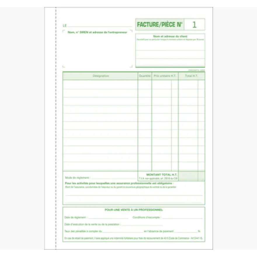 Exacompta - Manifold Carnet de factures pour micro-entrepreneurs - 50 dupli - 21 x 14,8 cm