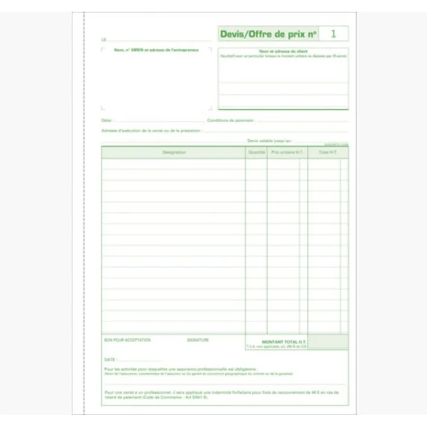Exacompta - Manifold Carnet de devis pour micro-entrepreneurs - 50 dupli - A4