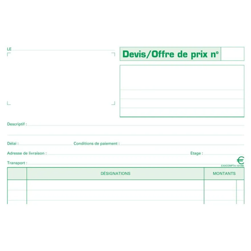 Exacompta - Manifold Carnet de devis/offre de prix - 50 tripli - A4