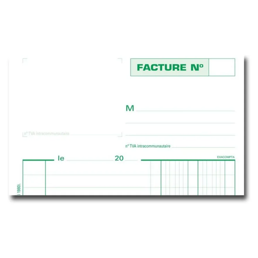 Exacompta - Manifold Carnet de factures - 50 dupli - A5