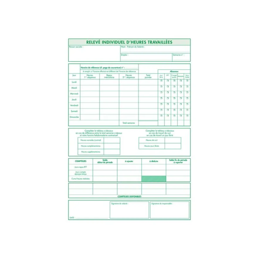 Exacompta - Manifold RTT Cahier d'enregistrement du temps de travail - 50 dupli - 29,7 x 21 cm