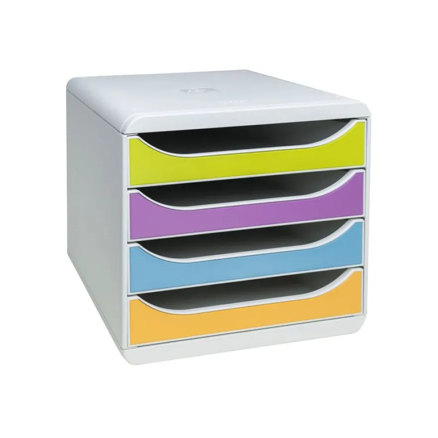 Exacompta - Module de Classement Big Box 4 Tiroirs Pop'N Co - Couleurs Assorties
