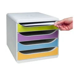 Exacompta - Module de Classement Big Box 4 Tiroirs Pop'N Co - Couleurs Assorties