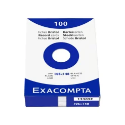 Exacompta - Pack de 100 Fiches Bristol - 10 x 14.8 cm - unies - non perforées - blanc