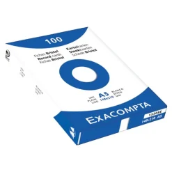 Exacompta - Pack de 100 Fiches Bristol - A5 - unies - non perforées - blanc