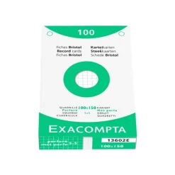 Exacompta - Pack de 100 fiches Bristol quadrillées - 10 x 15 cm - blanc