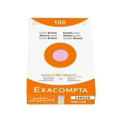 Exacompta - Pack de 100 Fiches bristol - 10 x 15 cm - petits carreaux - couleurs assorties