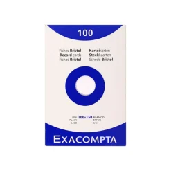 Exacompta - Pack de 100 Fiches bristol - 10 x 15 cm - uni - blanc