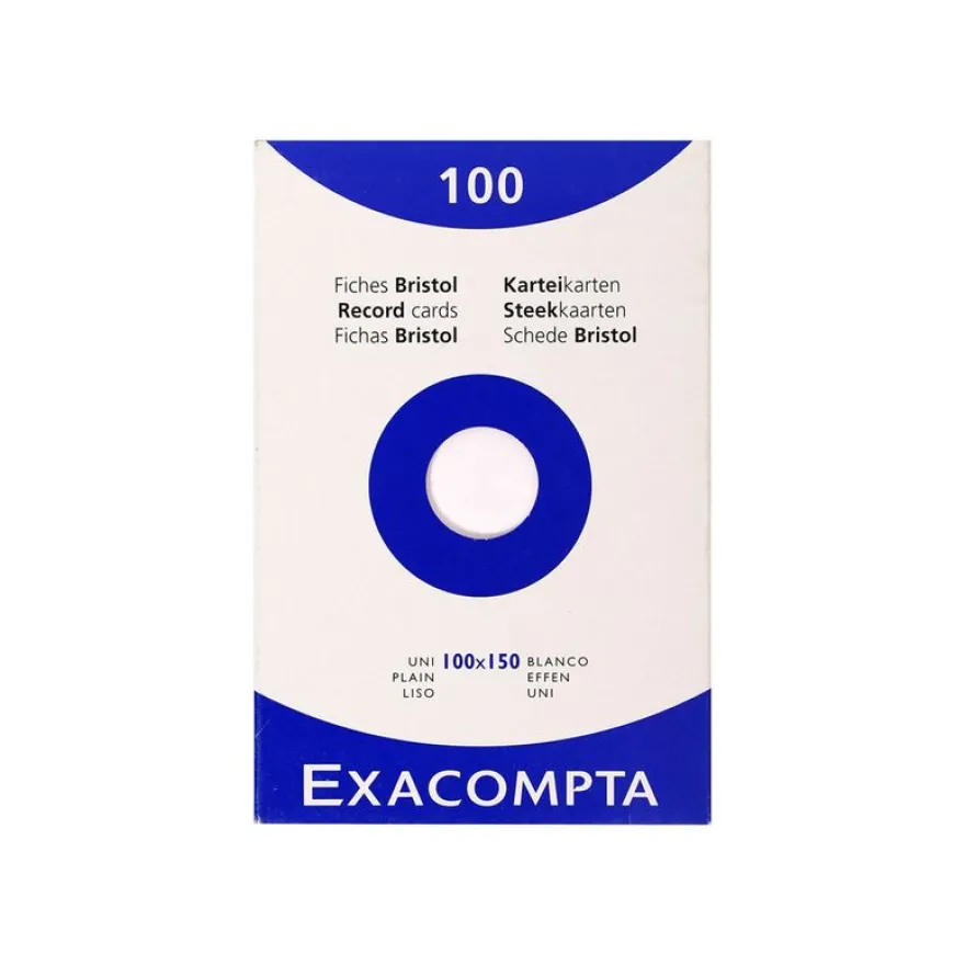 Exacompta - Pack de 100 Fiches bristol - 10 x 15 cm - uni - blanc