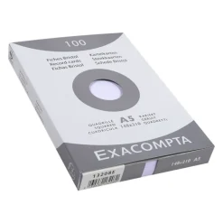 Exacompta - Pack de 100 Fiches Bristol - A5 - petits carreaux - non perforées - blanc