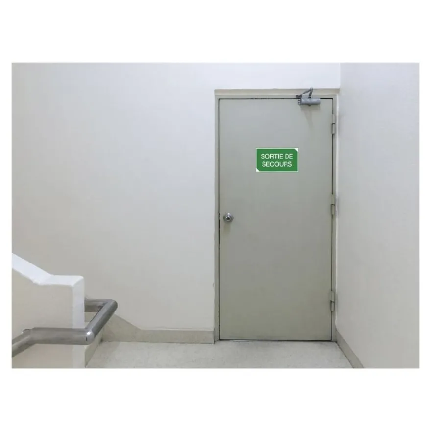 Exacompta - Panneau de signalisation adhésif - Sortie de secours - 200 x 110 mm - vert