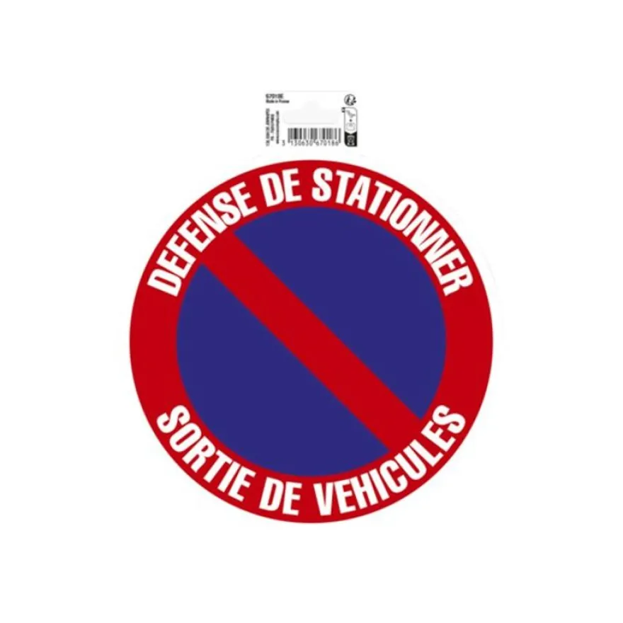 Exacompta - Panneau de signalisation adhésif - Défense de stationner sortie de véhicules - 20 cm de diamètre