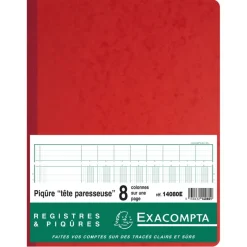 Exacompta - Piqûre à tête paresseuse - 8 colonnes sur 1 page - 32 x 25 cm - 80 pages