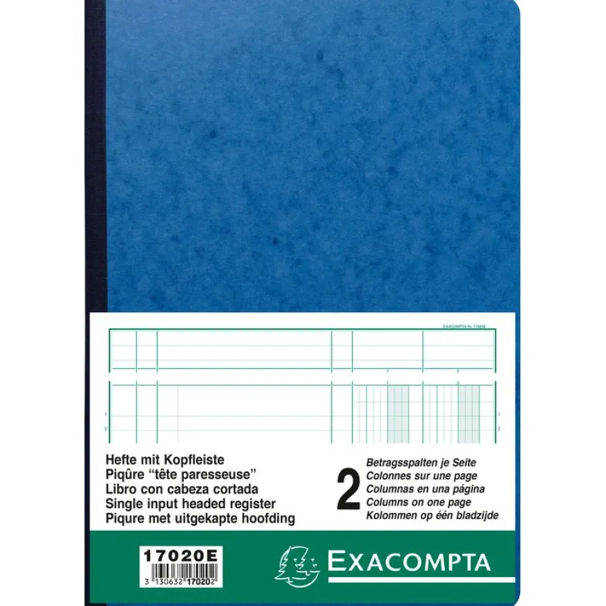 Exacompta - Piqûre à tête paresseuse - 2 colonnes sur 1 page - 29,7 x 21 cm - 80 pages