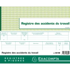 Exacompta - Piqûre 24 x 32 cm - Registre des accidents de travail - 20 pages