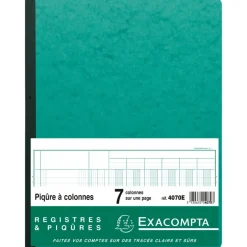 Exacompta - Piqûre comptable - 7 colonnes par page - 32 x 25 cm - 80 pages