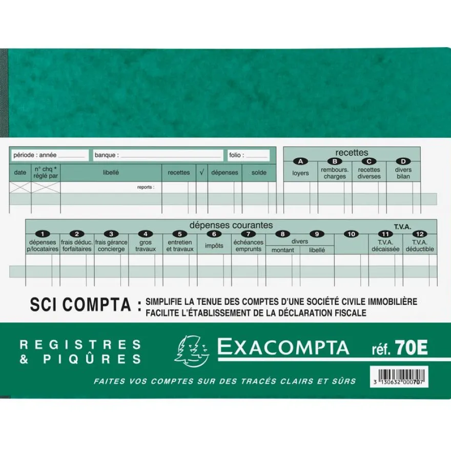 Exacompta - Piqûre SCI Compta - 24 x 32 cm - 80 pages