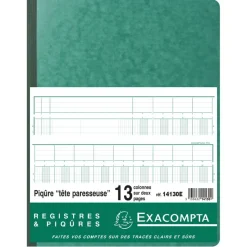 Exacompta - Piqûre tête paresseuse - 13 colonnes sur 2 pages - 32 x 25 cm - 80 pages