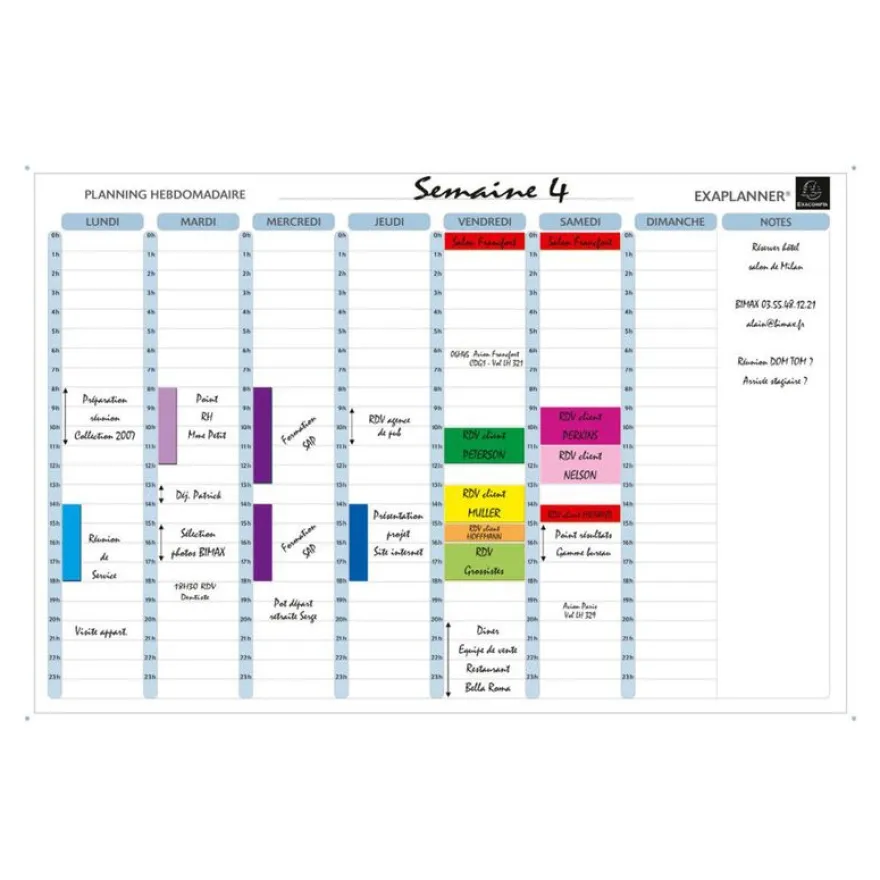 Exacompta - Planning hebdomadaire magnétique - effaçable à sec - 90 x 59 cm