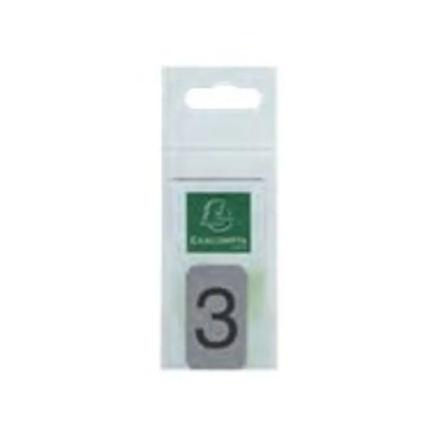 Exacompta - Plaque adhésive chiffre 3 - 25 x 44 mm - aluminium brossé