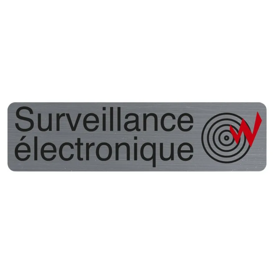 Exacompta - Plaque de signalisation Surveillance électronique - 165 x 44 mm - aluminium brossé