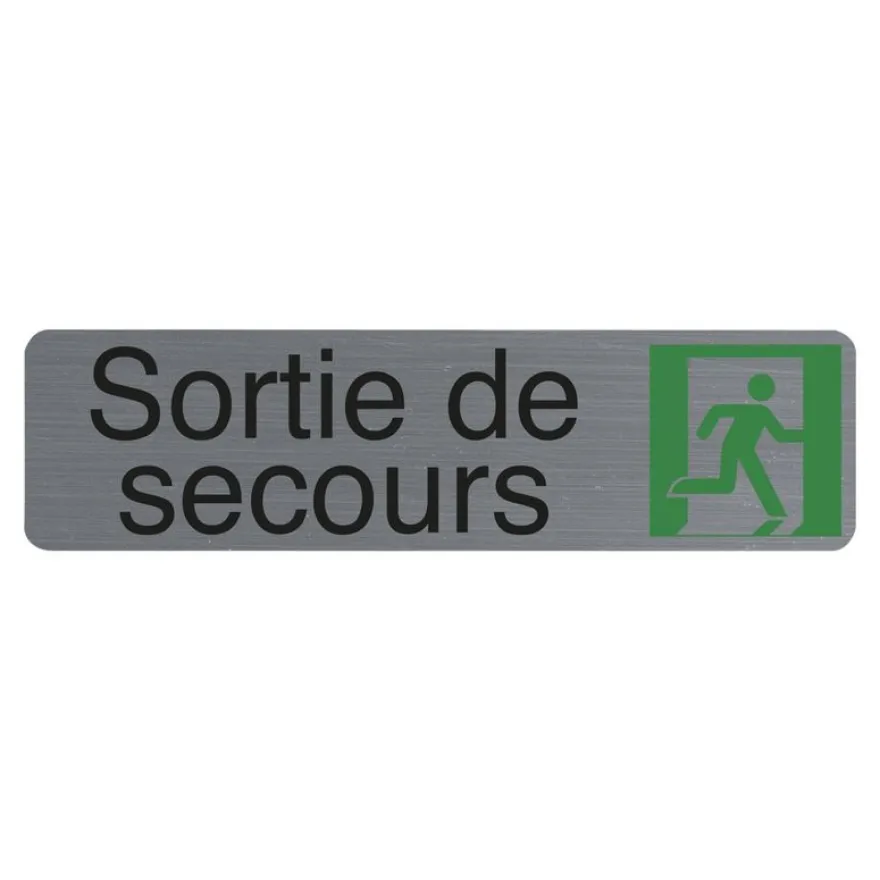 Exacompta - Plaque de signalisation Sortie de secours - 165 x 44 mm - aluminium brossé