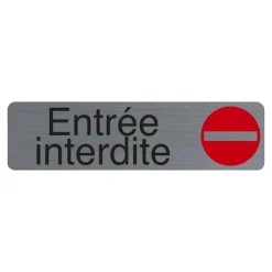 Exacompta - Plaque de signalisation Entrée interdite - 165 x 44 mm - aluminium brossé