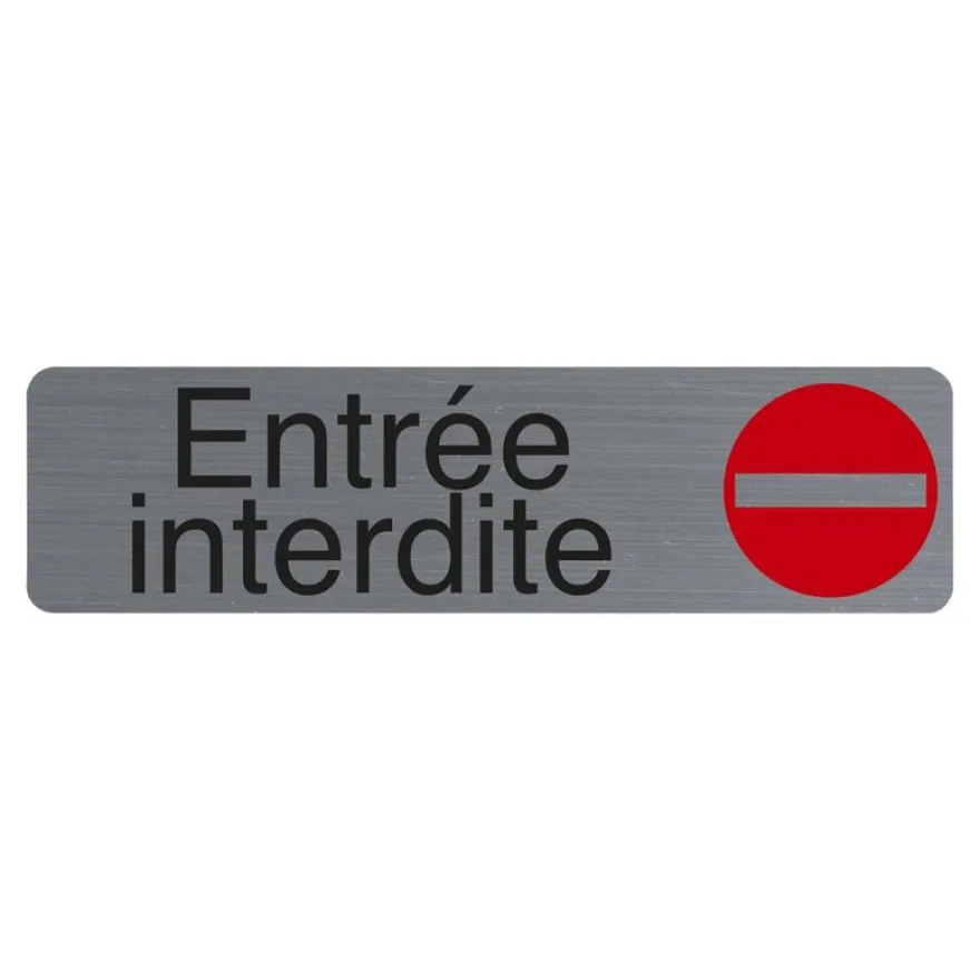 Exacompta - Plaque de signalisation Entrée interdite - 165 x 44 mm - aluminium brossé