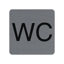 Exacompta - Plaque de signalisation WC - 75 x 75 mm - aluminium brossé