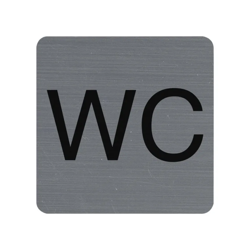 Exacompta - Plaque de signalisation WC - 75 x 75 mm - aluminium brossé