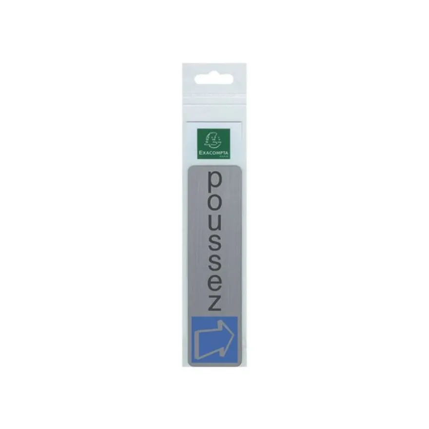 Exacompta - Plaque de signalisation Poussez - 165 x 44 mm - aluminium brossé