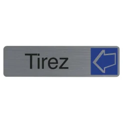 Exacompta - Plaque de signalisation Tirez - 165 x 44 mm - aluminium brossé