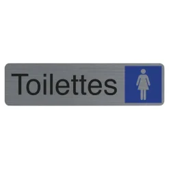 Exacompta - Plaque de signalisation Toilettes dames - 165 x 44 mm - aluminium brossé