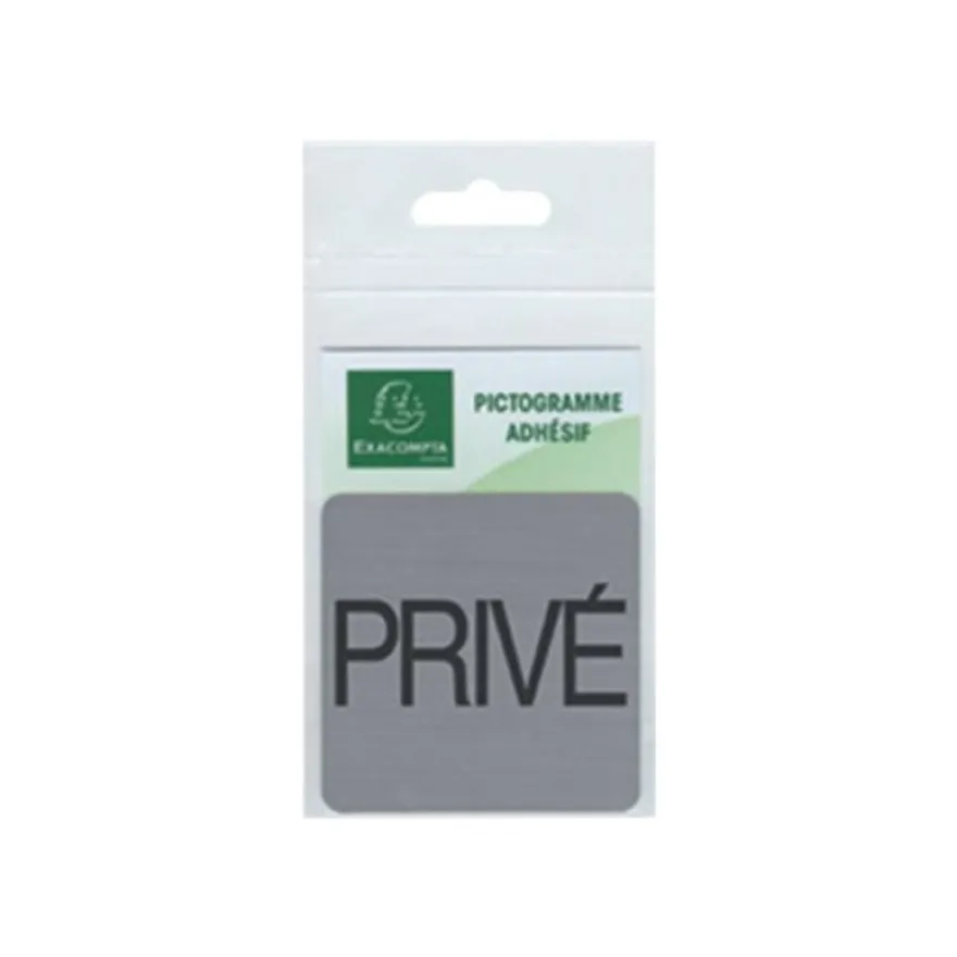 Exacompta - Plaque de signalisation Privé - 75 x 75 mm - aluminium brossé