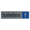 Exacompta - Plaque de signalisation Toilettes hommes - 165 x 44 mm - aluminium brossé