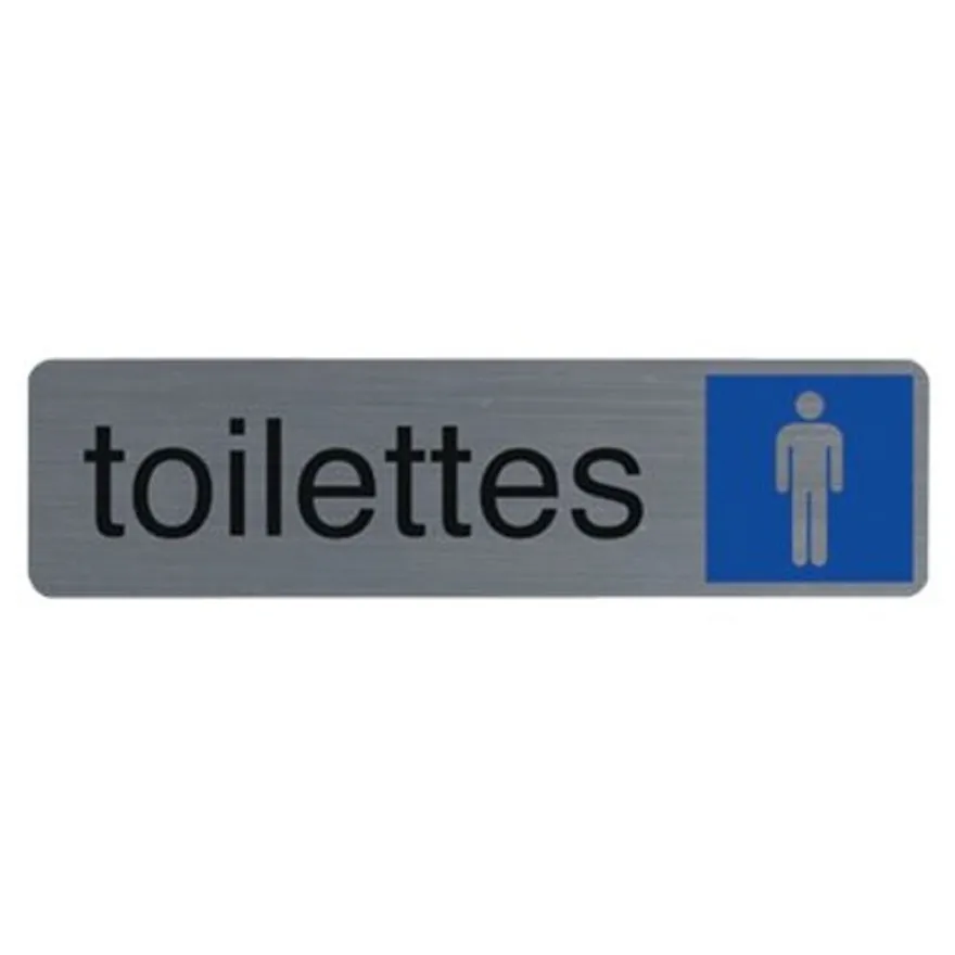 Exacompta - Plaque de signalisation Toilettes hommes - 165 x 44 mm - aluminium brossé