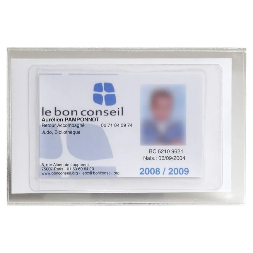 Exacompta - Pochette de protection - 73 x 107 mm - carte d'étudiant