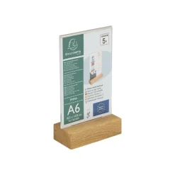 Exacompta - Porte-visuel avec socle en bois - A6 vertical - double face