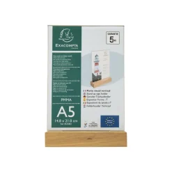 Exacompta - Porte-visuel avec socle en bois - A5 vertical - double face