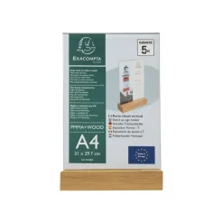Exacompta - Porte-visuel avec socle en bois - A4 vertical - double face